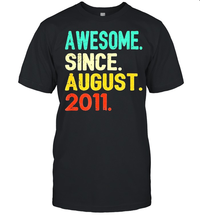 10 years old vintage awesome since august 2011 10th birthday us 2021 shirt Classic Men's T-shirt