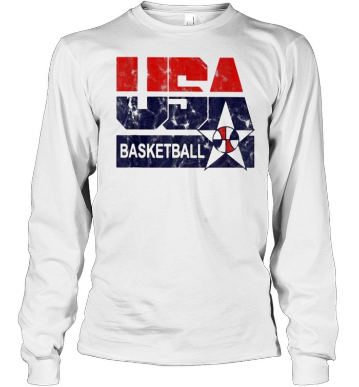 Distressed Retro 1990s USA Basketball  Long Sleeved T-shirt