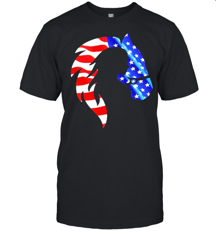 Horses Girl American Flag  Classic Men's T-shirt