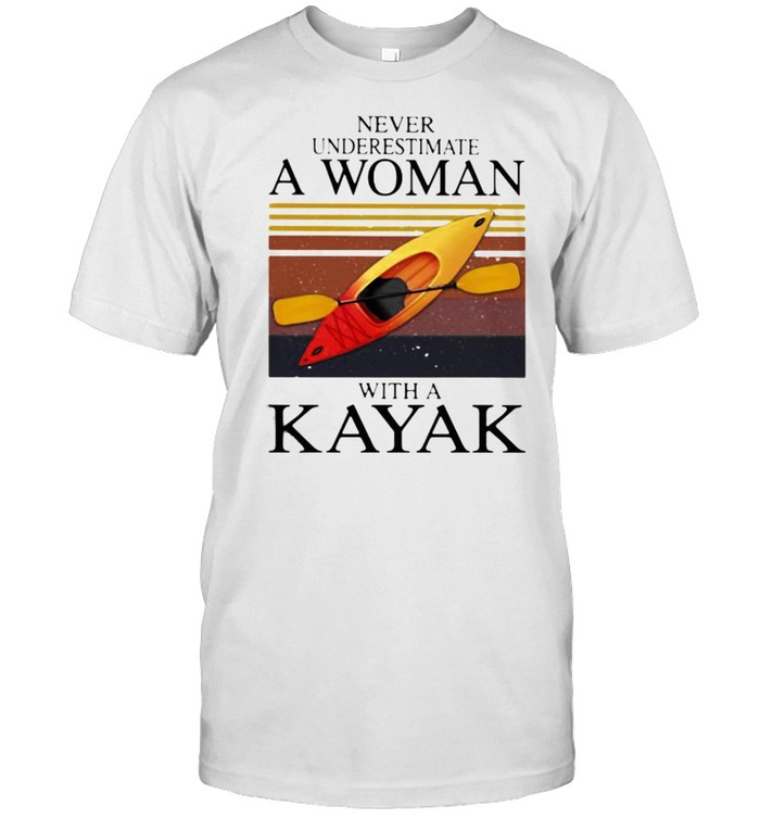 Never Underestimate A Woman With A Kayak Vintage  Classic Men's T-shirt