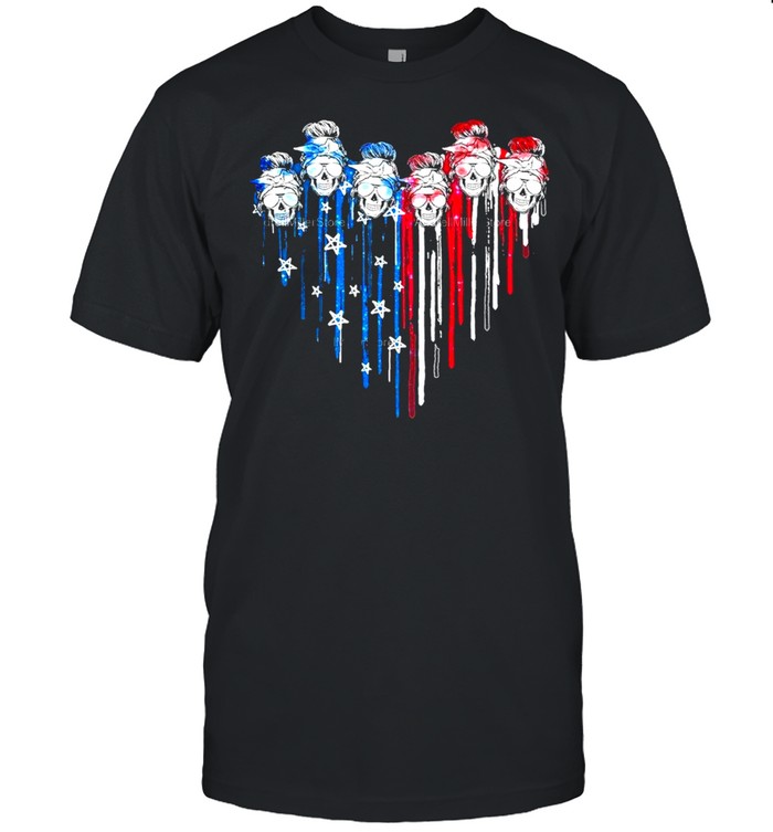 Skull Girl heart American flag shirt
