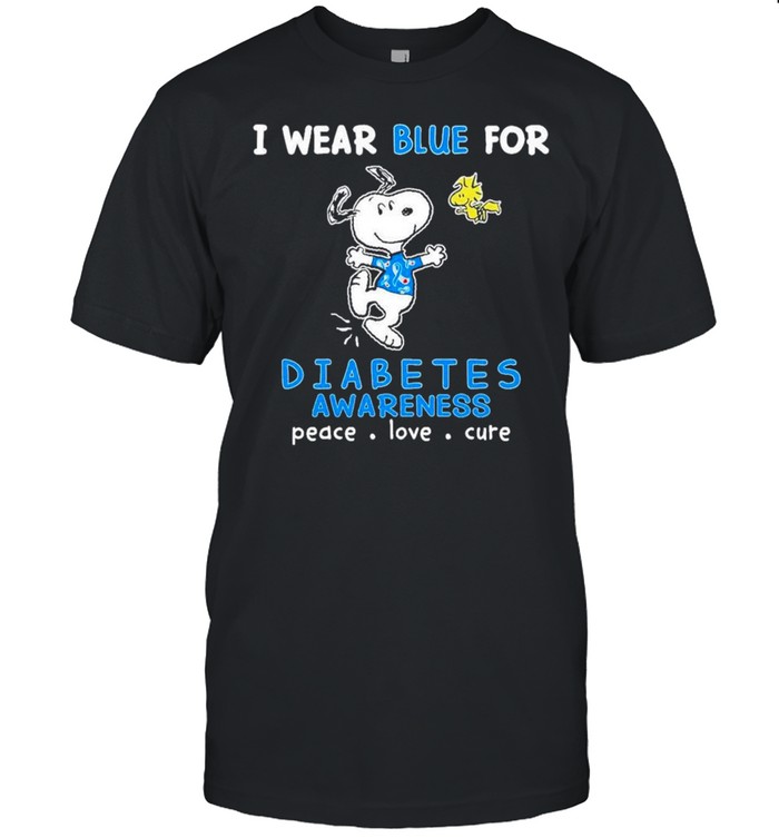Snoopy I wear blue for diabetes Awareness peace love cure shirt Classic Men's T-shirt