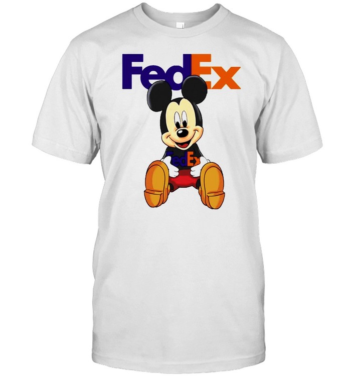 Mickey mouse hug Fedex logo shirt
