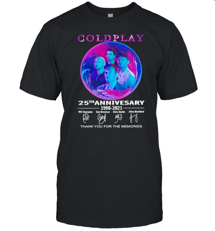 Coldplay 25th anniversary 1996 2021 thank you for the memories signatures shirt