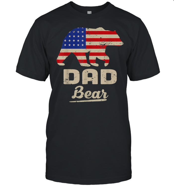 Dad Bear American Flag Distress Fathers Day shirt Classic Men's T-shirt