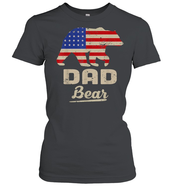 Dad Bear American Flag Distress Fathers Day shirt Classic Women's T-shirt