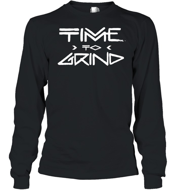 Mens TIME TO GRIND Gym Fitness Workout Motivation G183 shirt Long Sleeved T-shirt