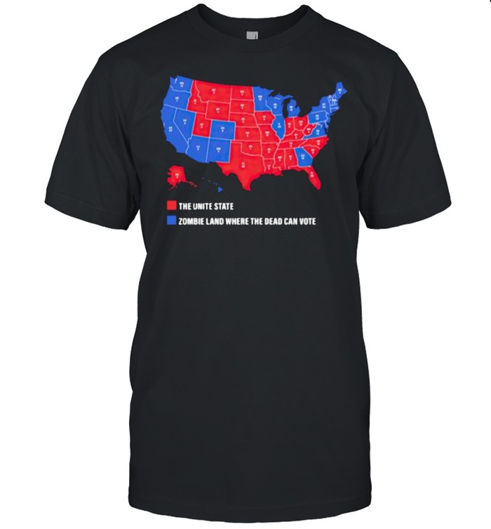 The unite states of america zombieland where the dead can vote maps shirt