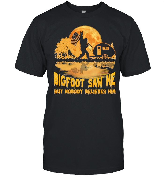Bigfoot saw me but nobody believes him american flag shirt Classic Men's T-shirt