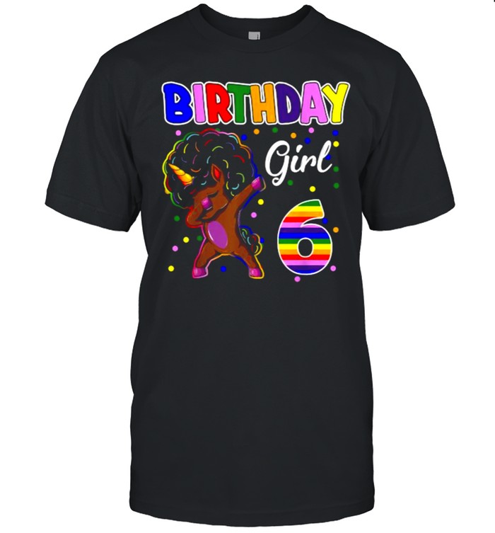 6th Birthday Black Girl 6 Years Old Awesome Unicorn Dabbing  Classic Men's T-shirt