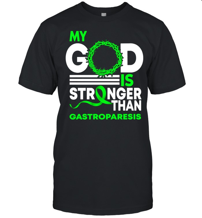 My God Is Stronger Than Gastroparesis Awareness Ribbon shirt Classic Men's T-shirt