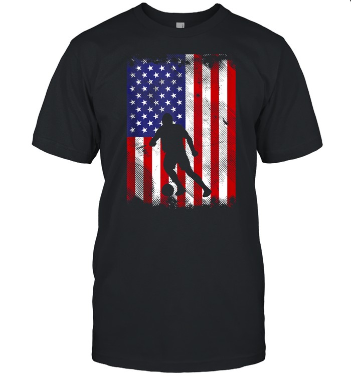 American Flag Soccer Sihouette Vintage Football Patriotic shirt Classic Men's T-shirt