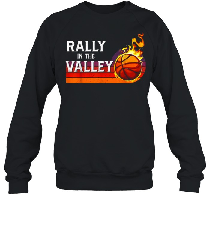 Rally In The Valley Phoenix Flaming Basketball Retro Sunset T- Unisex Sweatshirt