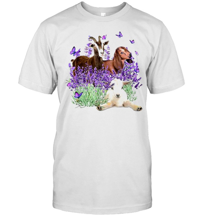 Goat Lavender Flower Goat T-shirt