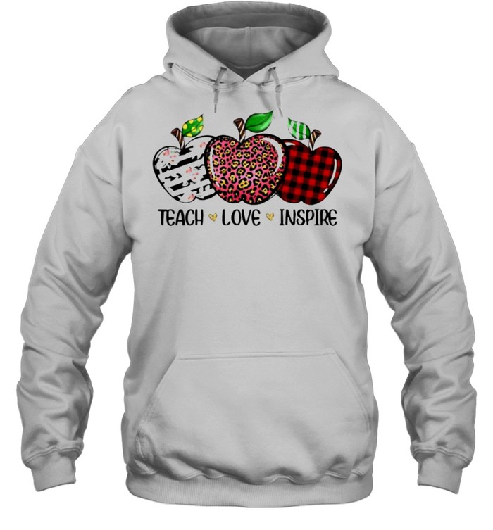 teacher love inspire apples leopard flower shirt Unisex Hoodie