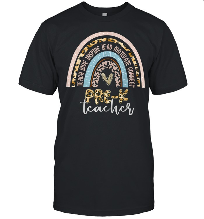 PreK Teacher Leopard Rainbow shirt
