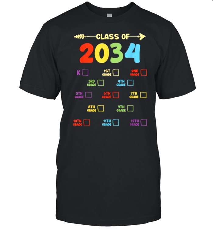 Colorful Class Of 2034 Checklist Grow With Me Graduation T- Classic Men's T-shirt