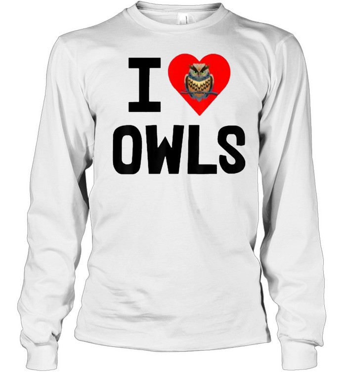 I Love Owls Heart Red T- Long Sleeved T-shirt