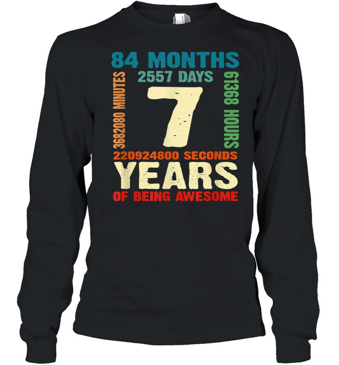 7 Years Old 7th Birthday Boy Girl Awesome Bday Outfit shirt Long Sleeved T-shirt