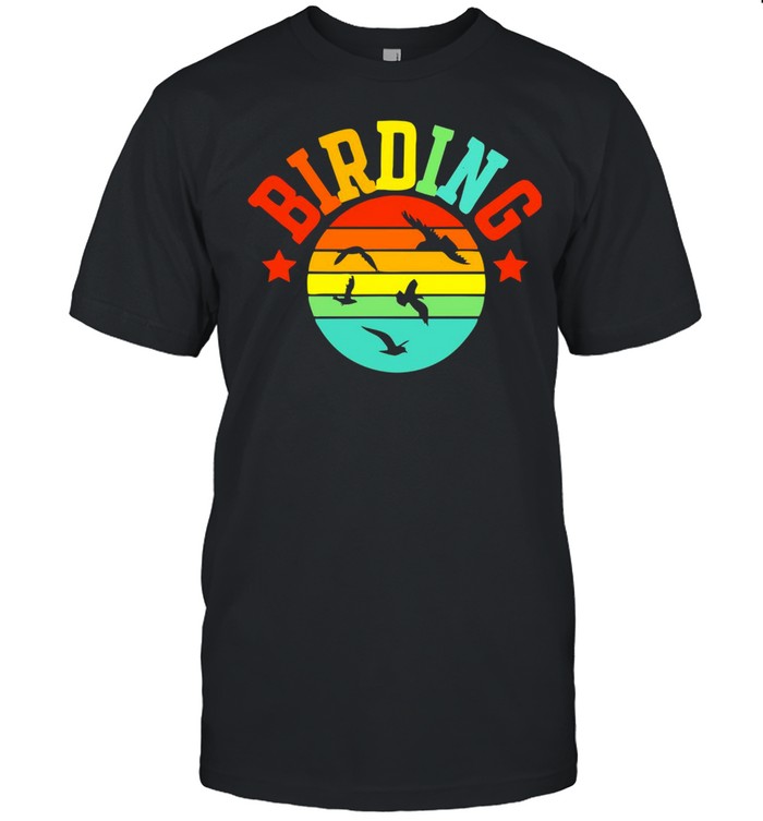 Bird Watching Birding Birder Vintage Sunset T-shirt