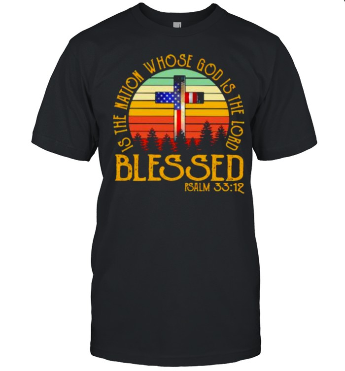 Blessed Is the Nation Whose God IS The Lord amrican Flag Vintage  Classic Men's T-shirt