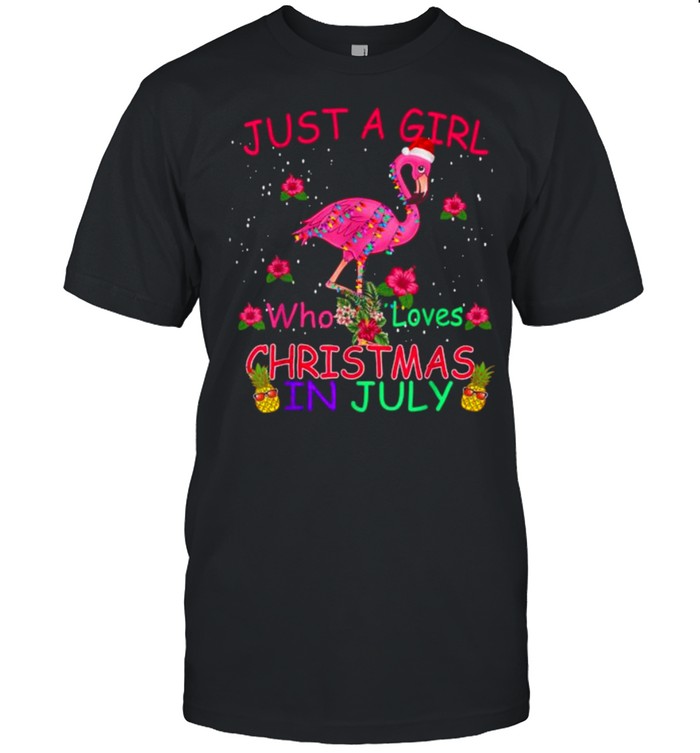Just A Girl Who Loves Christmas In July Flamingo Flower T- Classic Men's T-shirt