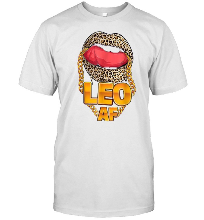 Leo Af Girl Juicy Lips leopard Astrology Zodiac T-Shirt
