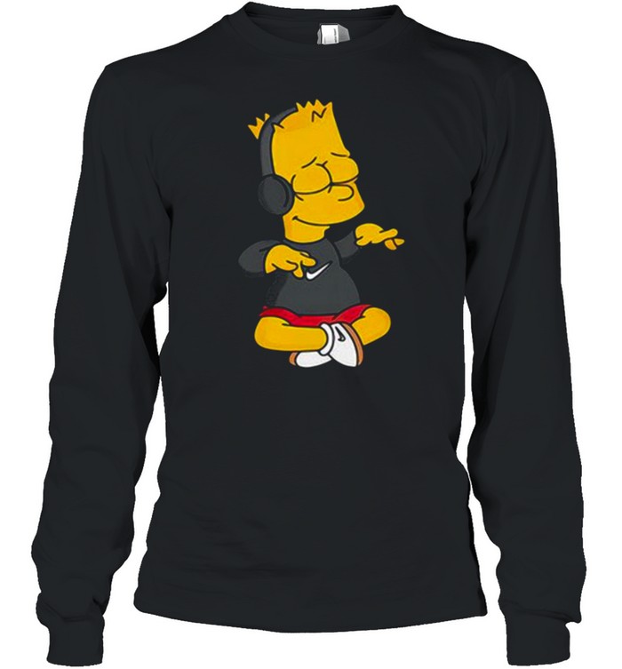 Simpsons Bart Simpson Listening To Music  Long Sleeved T-shirt