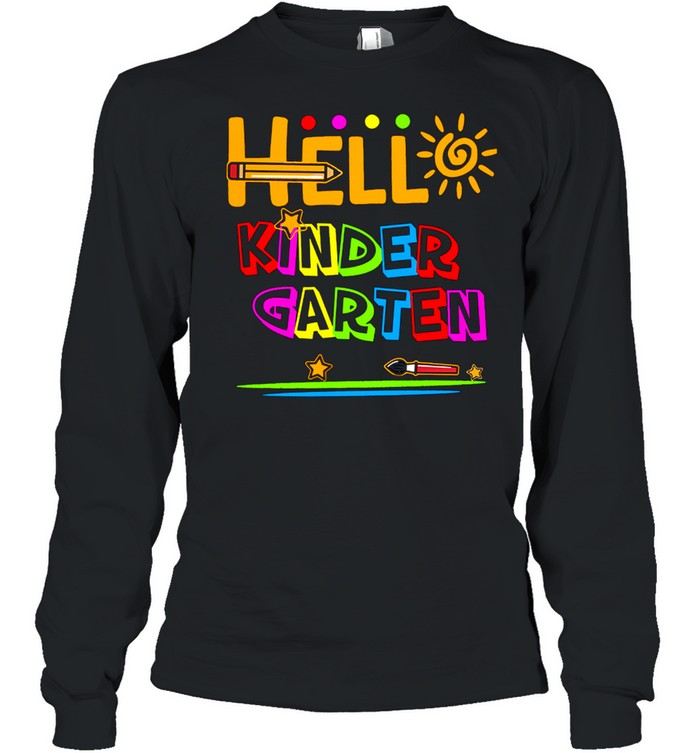 Hello Kindergarten Back To School Teacher Student shirt Long Sleeved T-shirt