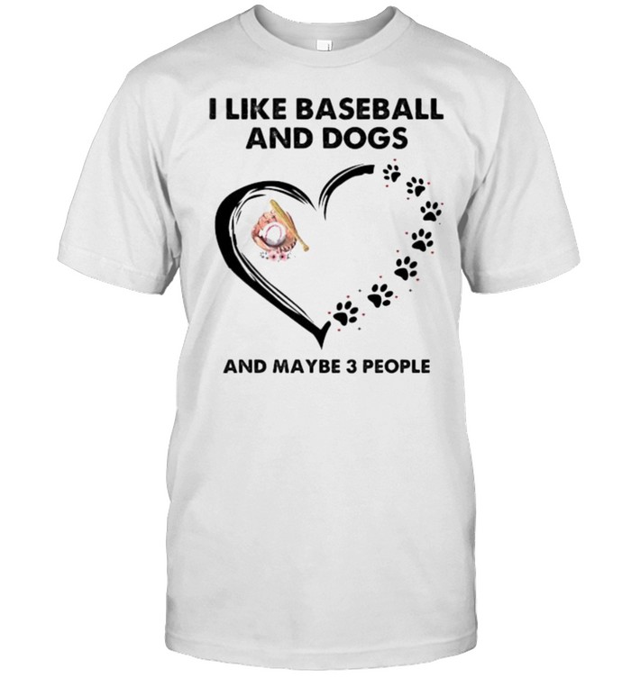 I like baseball and dogs and maybe 3 people flower heart shirt Classic Men's T-shirt