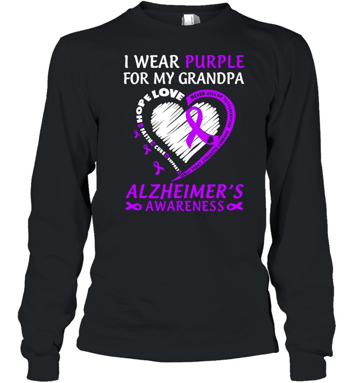 I Wear Purple For My Grandpa Alzheimers Awareness  Long Sleeved T-shirt