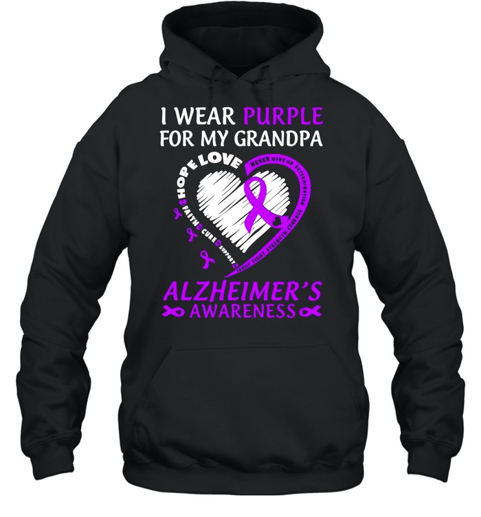 I Wear Purple For My Grandpa Alzheimers Awareness  Unisex Hoodie