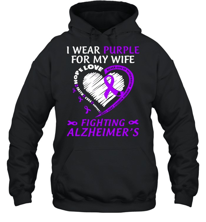 I Wear Purple For My Wife Fighting Alzheimers  Unisex Hoodie