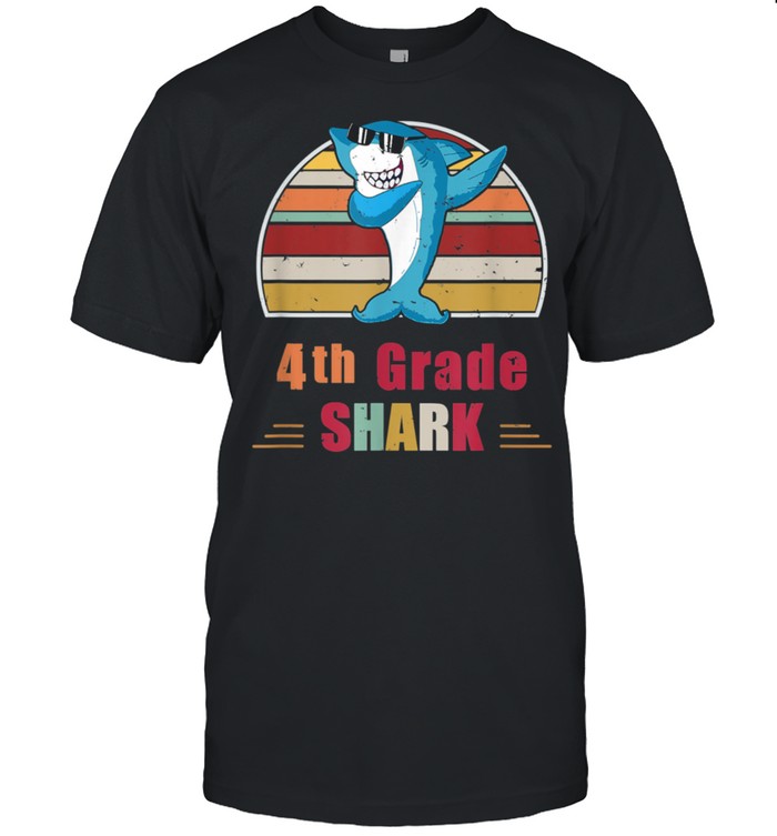 Dabbing Shark 4th Fourth Grade Team Retro Sunset shirt