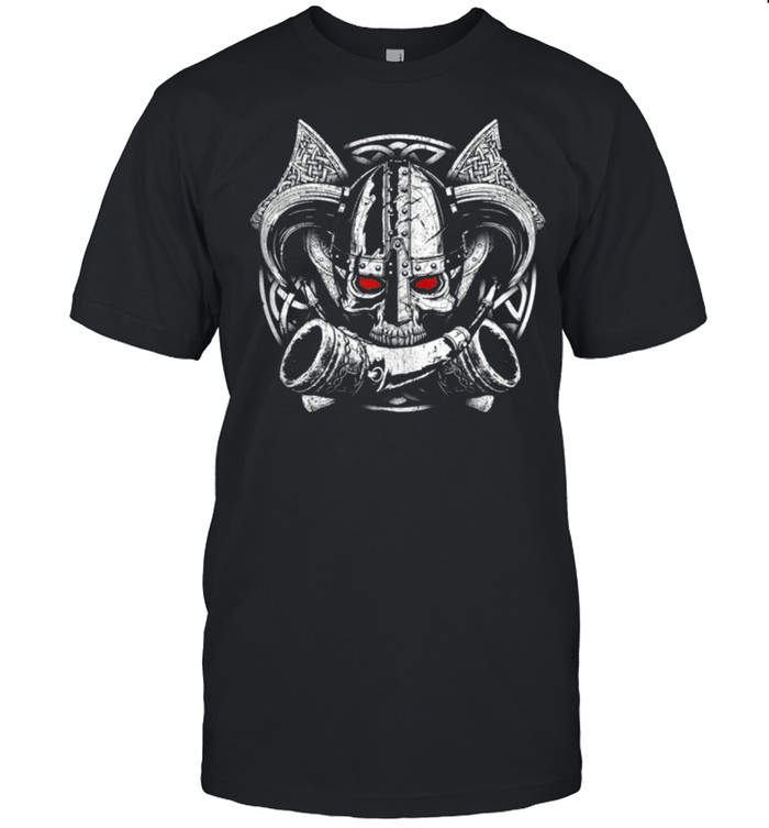 Nordic Mythology Skull Mead Horn Warrior Runes Viking shirt Classic Men's T-shirt