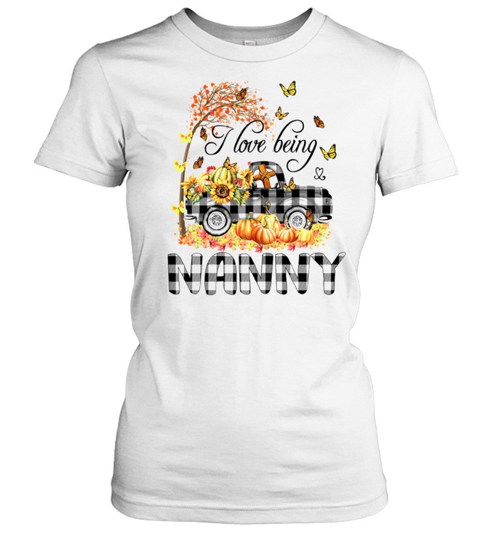 Pumpkin Truck I Love Being Nanny Butterfly shirt Classic Women's T-shirt