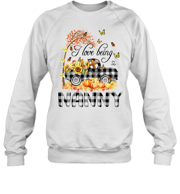 Pumpkin Truck I Love Being Nanny Butterfly shirt Unisex Sweatshirt