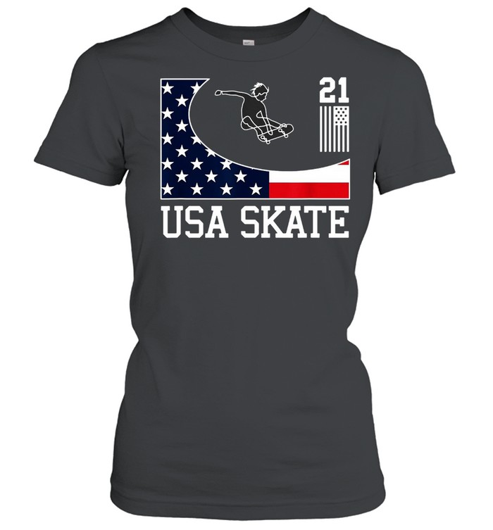 USA Skate Skateboarding Tokyo American Flag 2021 Sports T-shirt Classic Women's T-shirt