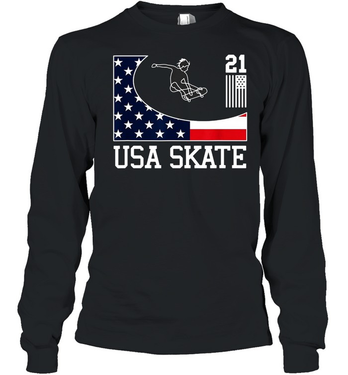 USA Skate Skateboarding Tokyo American Flag 2021 Sports T-shirt Long Sleeved T-shirt