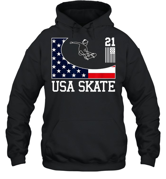 USA Skate Skateboarding Tokyo American Flag 2021 Sports T-shirt Unisex Hoodie