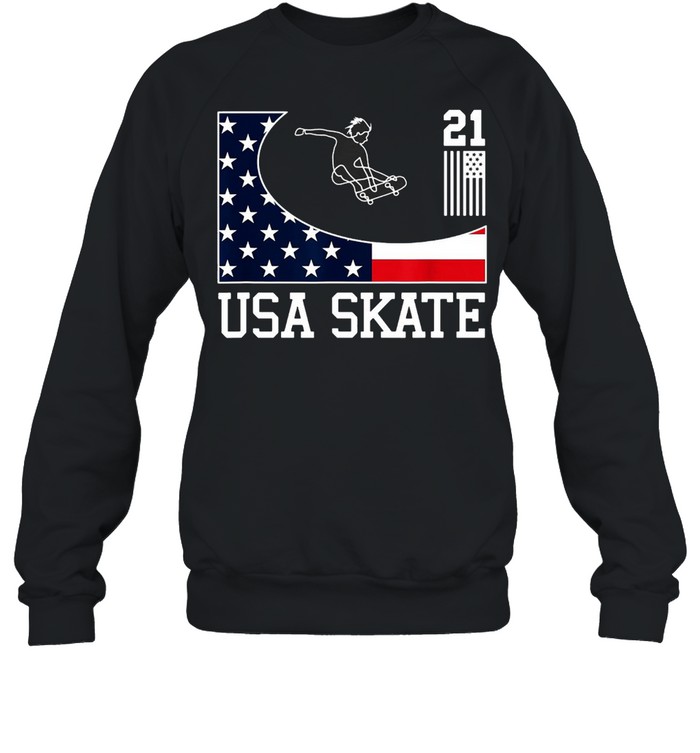 USA Skate Skateboarding Tokyo American Flag 2021 Sports T-shirt Unisex Sweatshirt