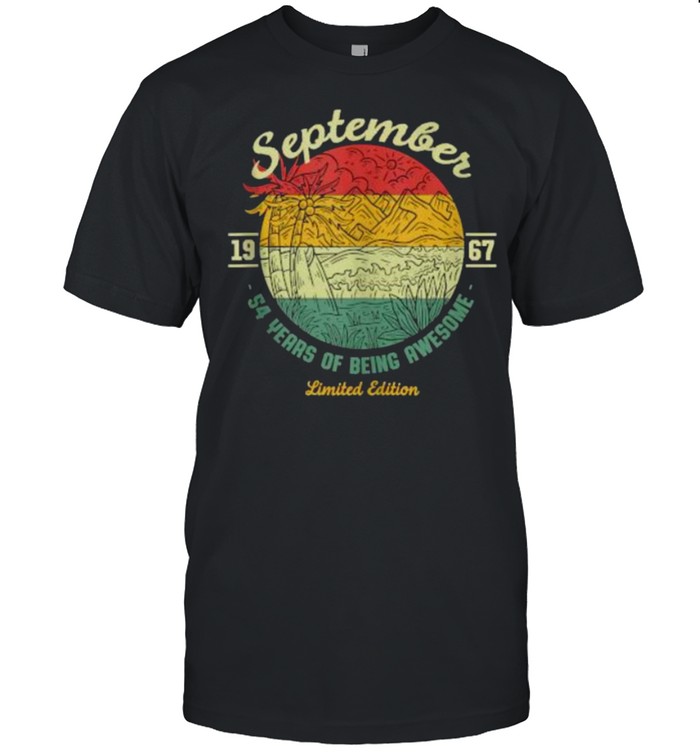 September 1967 54 Years of Being Awesome Birthday Sunset T- Classic Men's T-shirt