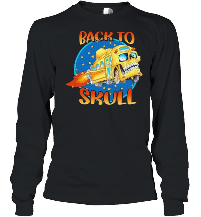 Back To School Skull Bus  Long Sleeved T-shirt