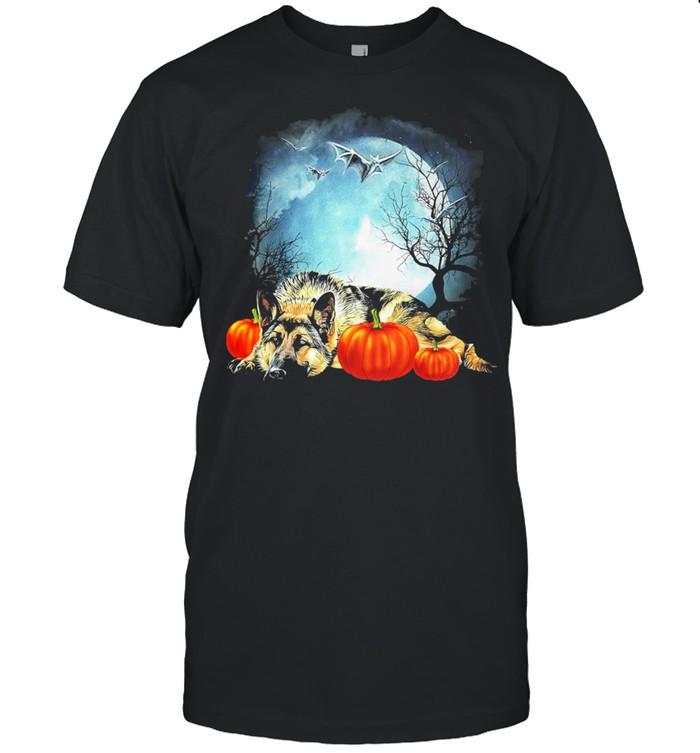 German Shepherd Moon Pumpkin Halloween shirt
