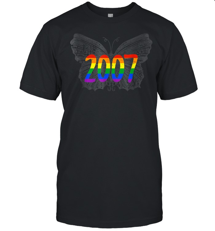 2007 LGBT Flag Gray Butterfly Gay Pride Month shirt Classic Men's T-shirt