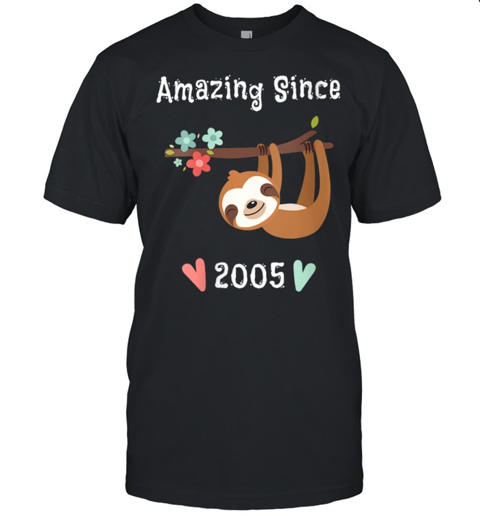 Amazing Since 2005 Cute Girls Sloth Birthday shirt