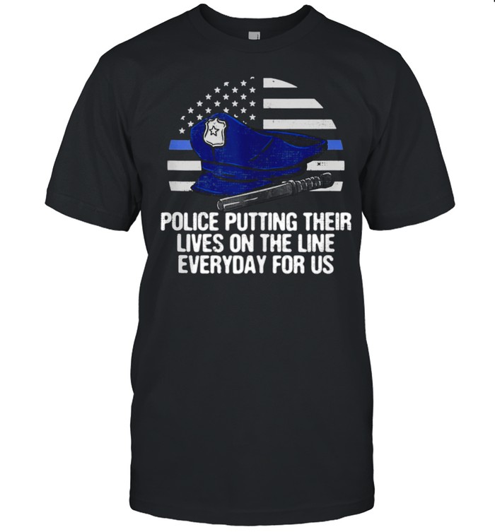 Police Lives on the Line Patriotic Law Enforcer Patriotism shirt Classic Men's T-shirt