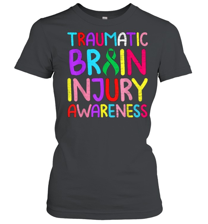Traumatic Brain Injury Awareness Ribbon T- Classic Women's T-shirt