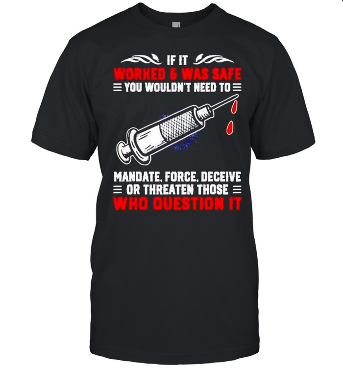 Vaccinated if it worked and was safe you wouldn’t need shirt