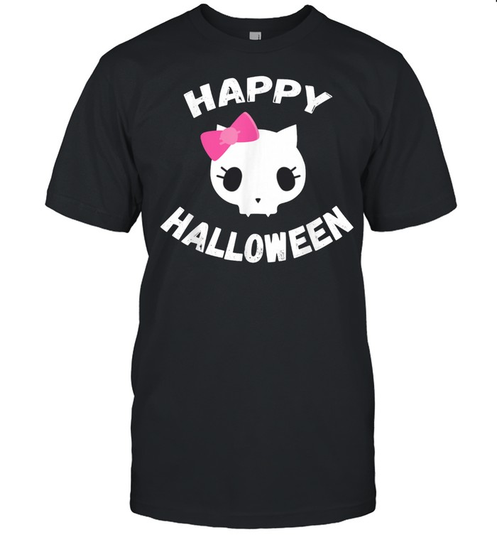Halloween Happy Cute Cat Skull Hair Bow Anime Kawaii shirt